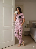 Mickey Print (Half Sleeve) | Women Premium Cotton Nightwear | Miazi MX_HS_CBS06