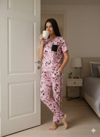 Mickey Print (Half Sleeve) | Women Premium Cotton Nightwear | Miazi