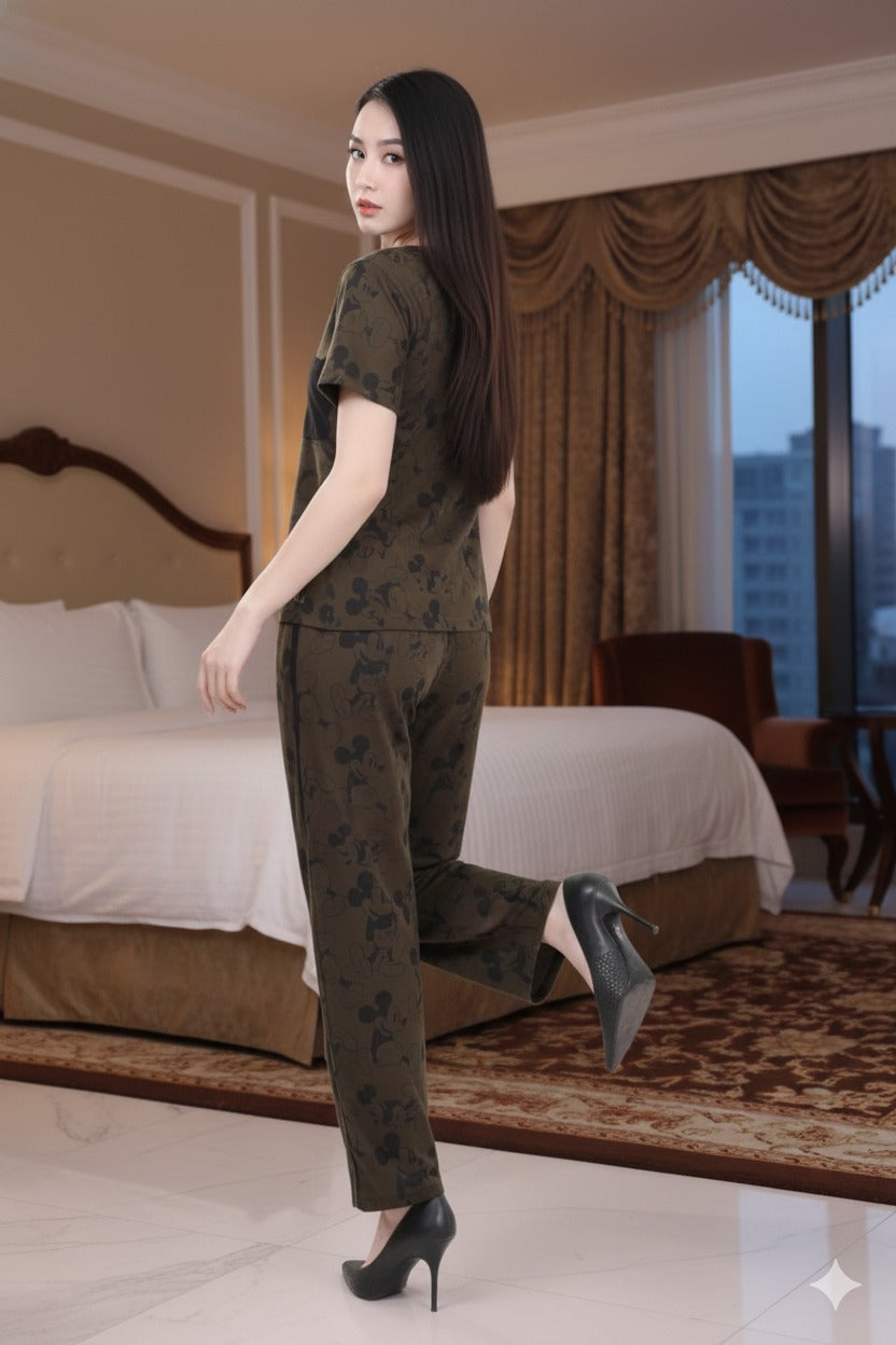 Mickey Print (Half Sleeve) | Women Premium Cotton Nightwear | Miazi