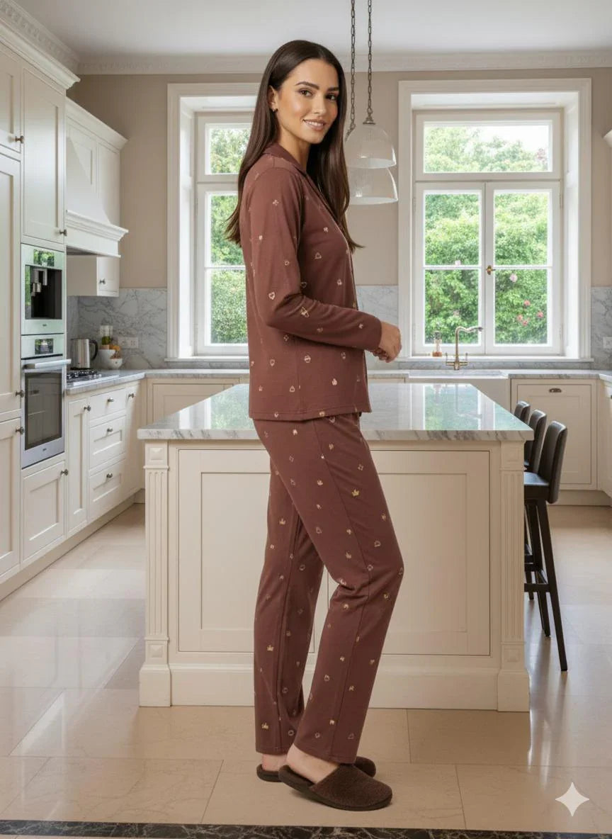 Crown Nightwear (Full Sleeve) | Women Premium Cotton Nightwear | Miazi MX_FS_FOS31