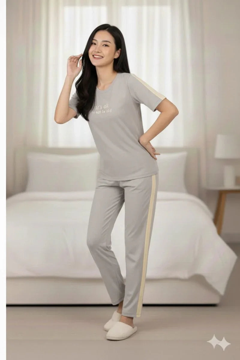 Side Strip Nightwear | Women Premium Cotton Nightwear | Miazi MX_CSS04