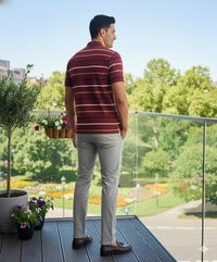 Mens Wine Stripes Polo | Men Premium Cotton Mens T Shirts | Miazi