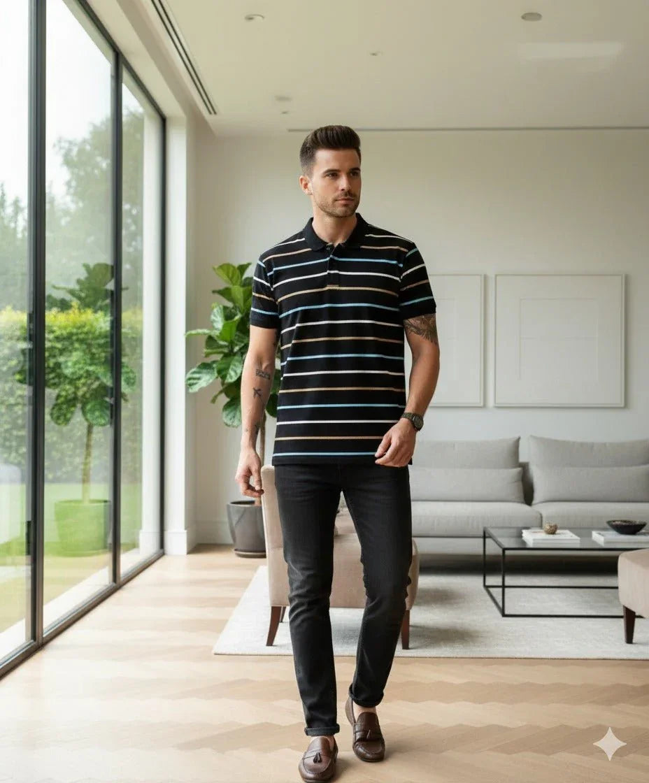 Mens Black Polo | Men Premium Cotton Mens T Shirts | Miazi