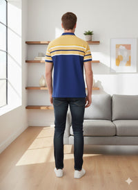 Yellow/Blue Stripes Polo | Premium Cotton Mens T Shirts | Miazi