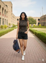 Mandarin Collar Washed Rib Top | Cotton Stretch Rib Top | Miazi