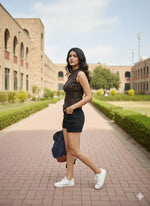 Mandarin Collar Washed Rib Top | Cotton Stretch Rib Top | Miazi