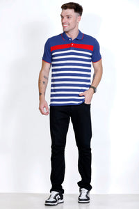 Men's Blue/White stripes Polo