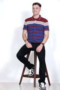 Men's Wine/Blue stripes Polo