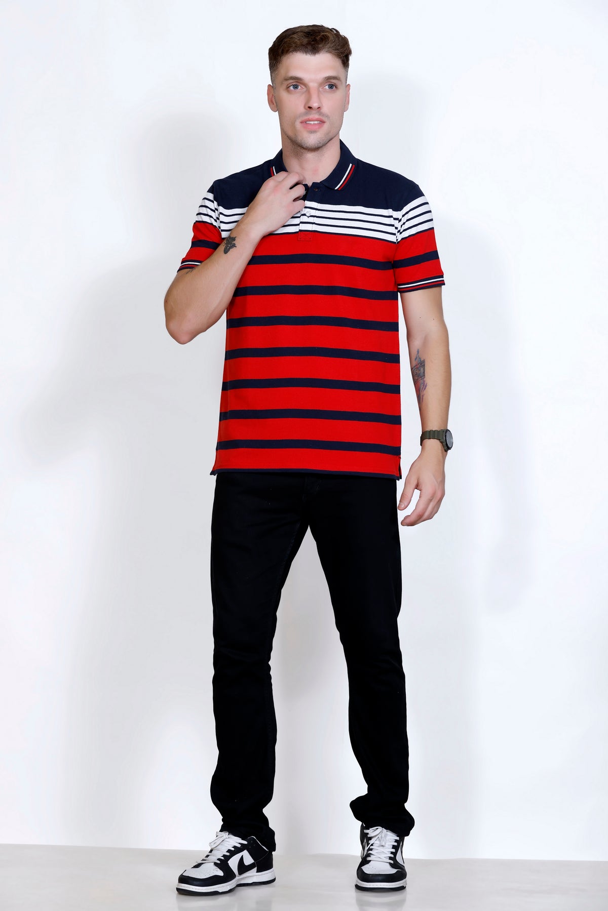 Men's Red/Navy stripes Polo