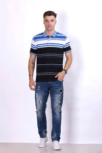 Men's Black/white stripes Polo