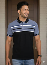 Stripes Polo Tee | Premium Cotton Mens T Shirts | Miazi