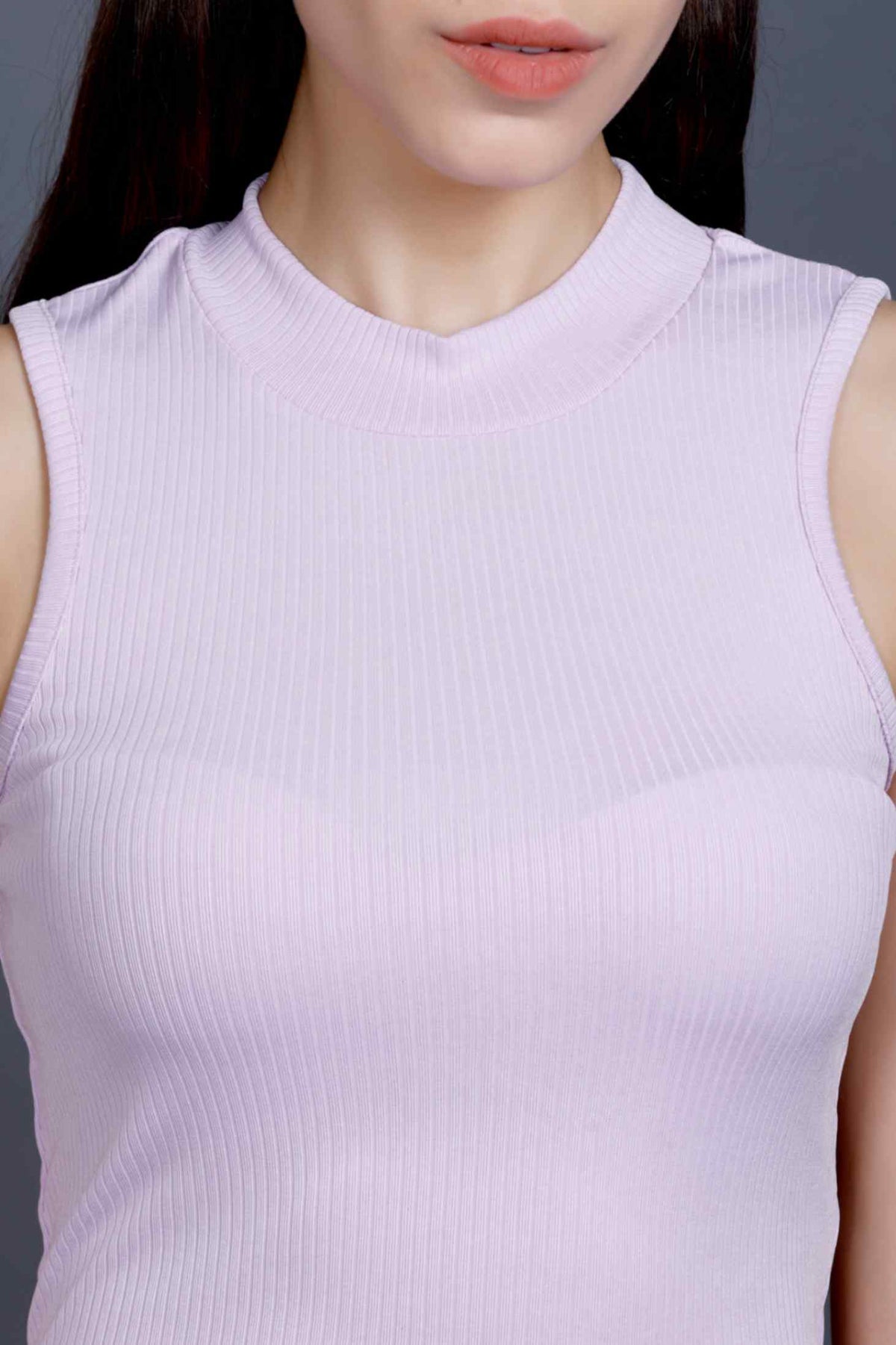 MANDARIAN RIBBED CROP TOP LIGHT VIOLET PLR1