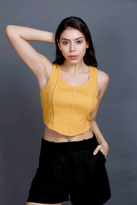 CORSET STYLE RIB TOP YELLOW YLR12