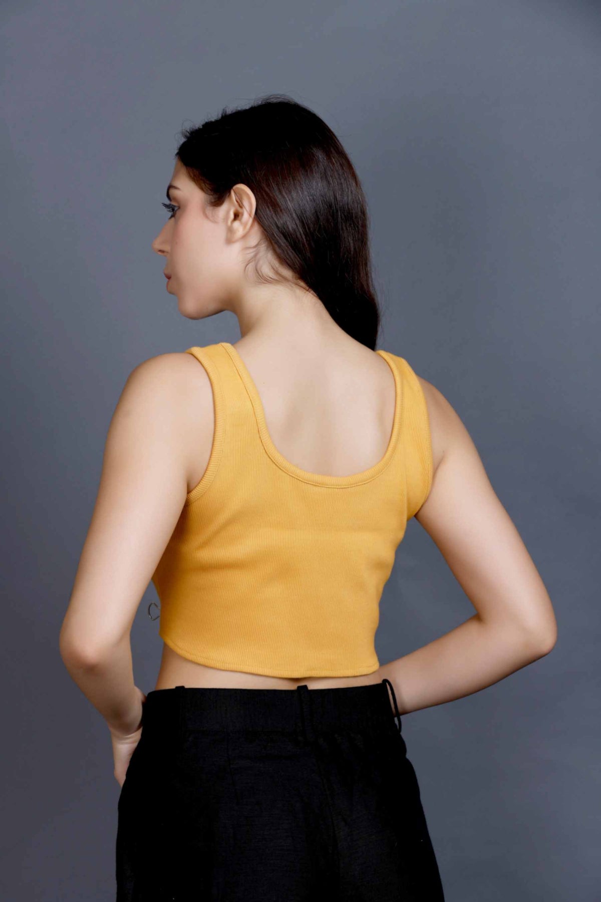 CORSET STYLE RIB TOP YELLOW YLR12