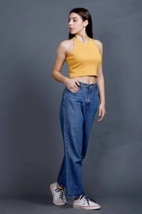 HALTER STYLE RIB TOP YELLOW YLR11