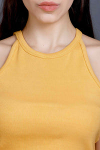 HALTER STYLE RIB TOP YELLOW YLR11