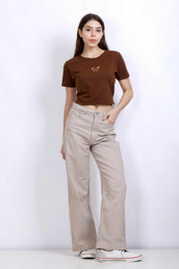 BUTTERFLY BACK TIE TOP BROWN