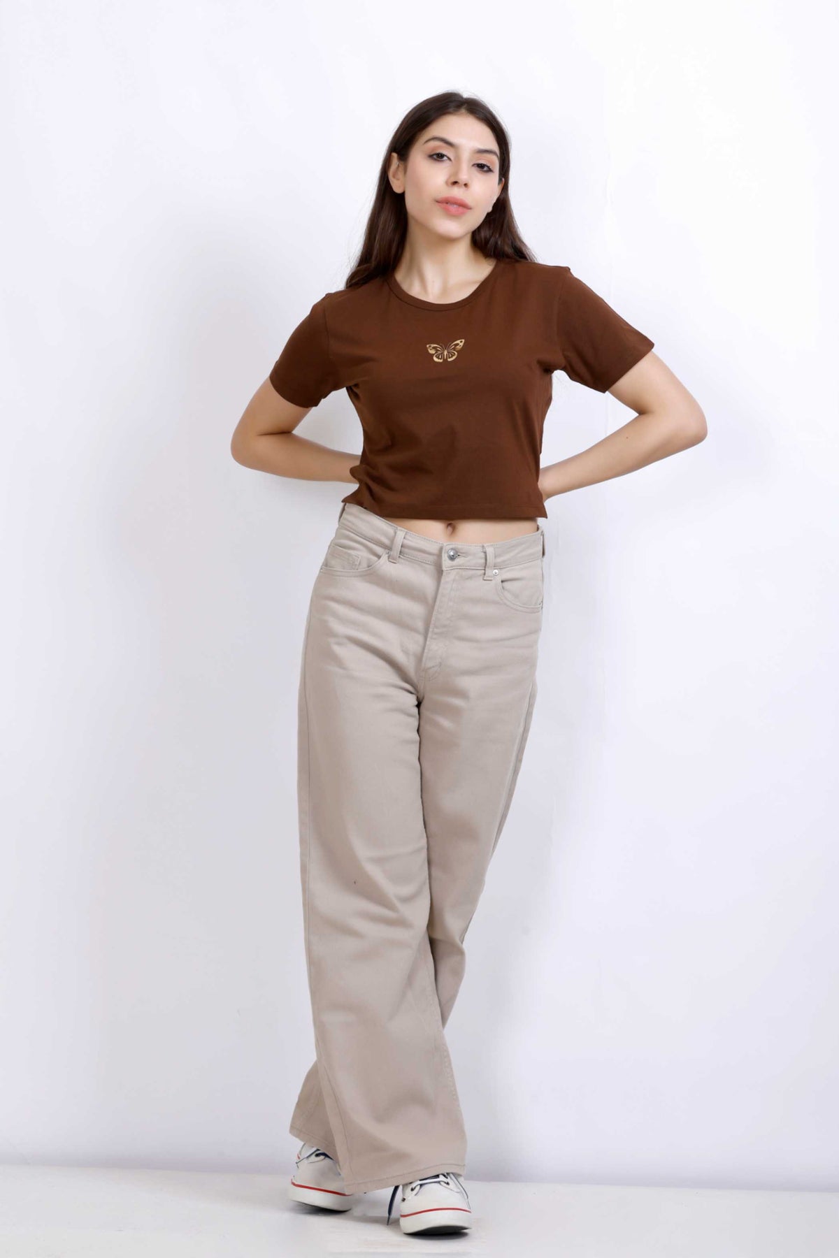 BUTTERFLY BACK TIE TOP BROWN