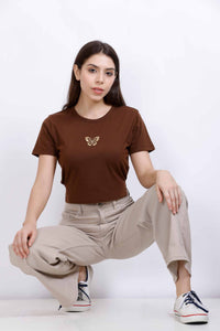 BUTTERFLY BACK TIE TOP BROWN