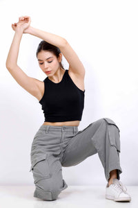 CROPPED SPORTS RIB TOP BLACK BKR2