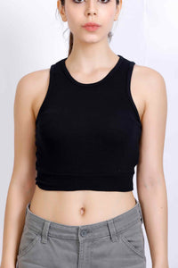 RIBBED VEST TOP BLACK BKR7