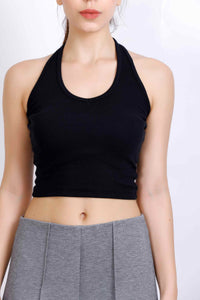 HALTER NECK RIB TOP BLACK BKR8