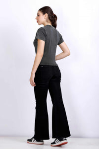 WASHED BASIC RIB TOP GREY BLACK