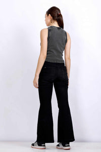 WASHED VEST RIB TOP GREY BLACK