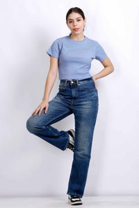 SHORT SLEEVE RIB TOP BLUE BLR4