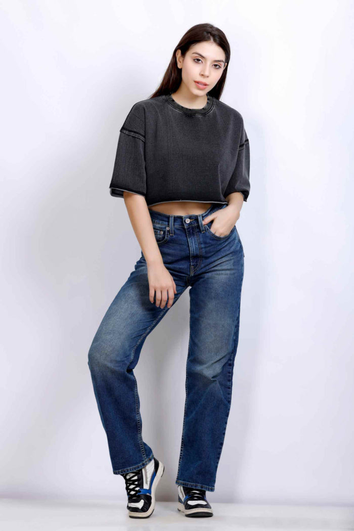 Washed Black Crop Tee