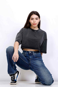 WASHED CROP T-SHIRT BLACK