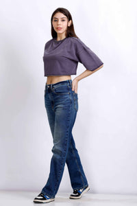 WASHED CROP T-SHIRT PURPLE