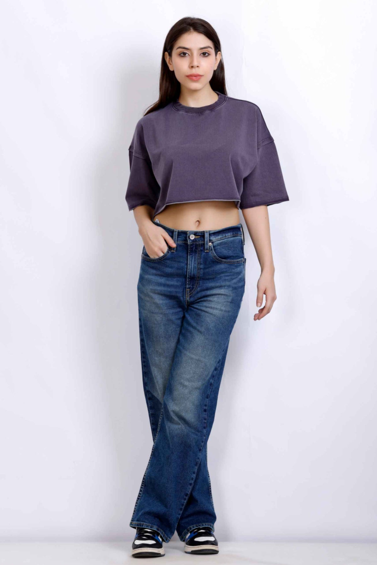 WASHED CROP T-SHIRT PURPLE