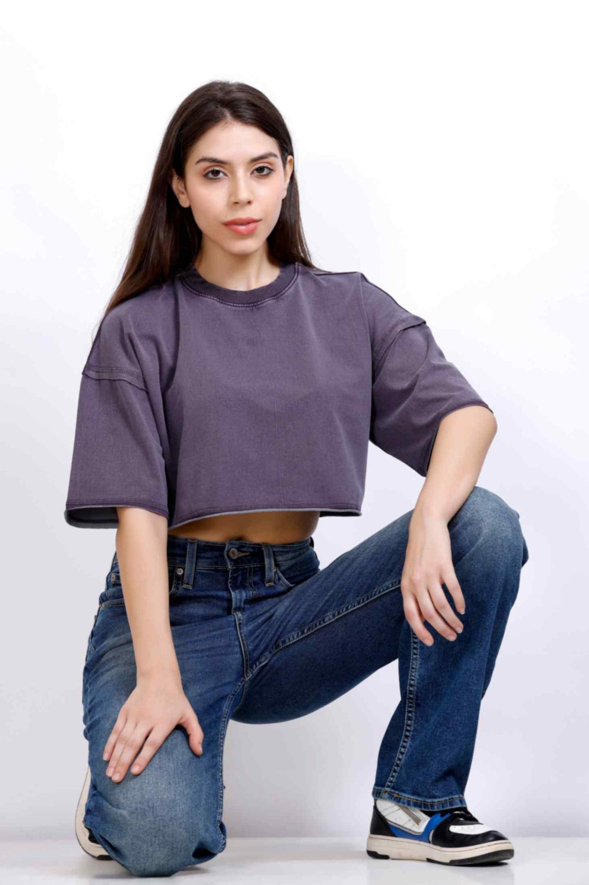 WASHED CROP T-SHIRT PURPLE