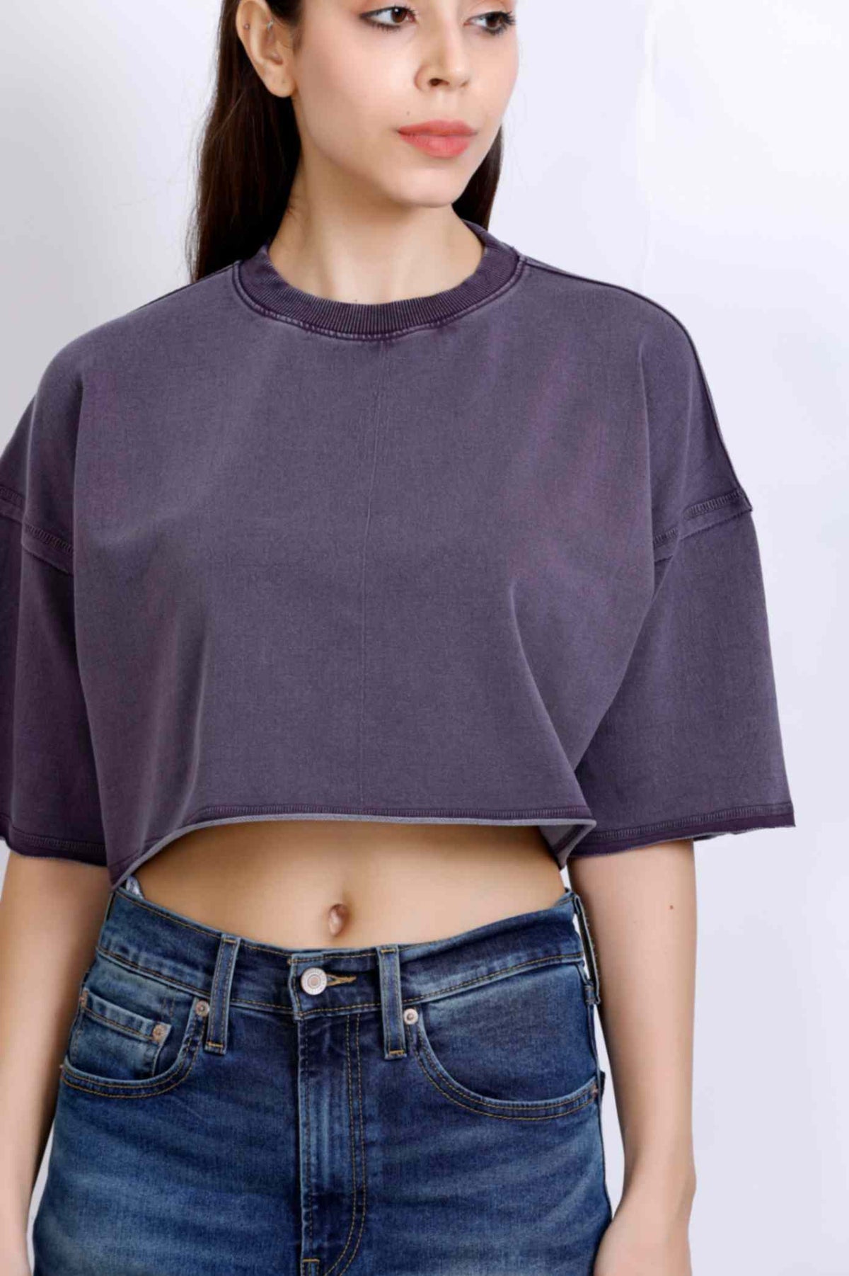 WASHED CROP T-SHIRT PURPLE