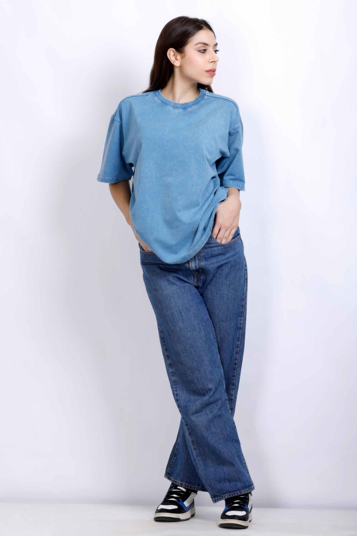 OVERSIZE WASHED T-SHIRT SKY BLUE