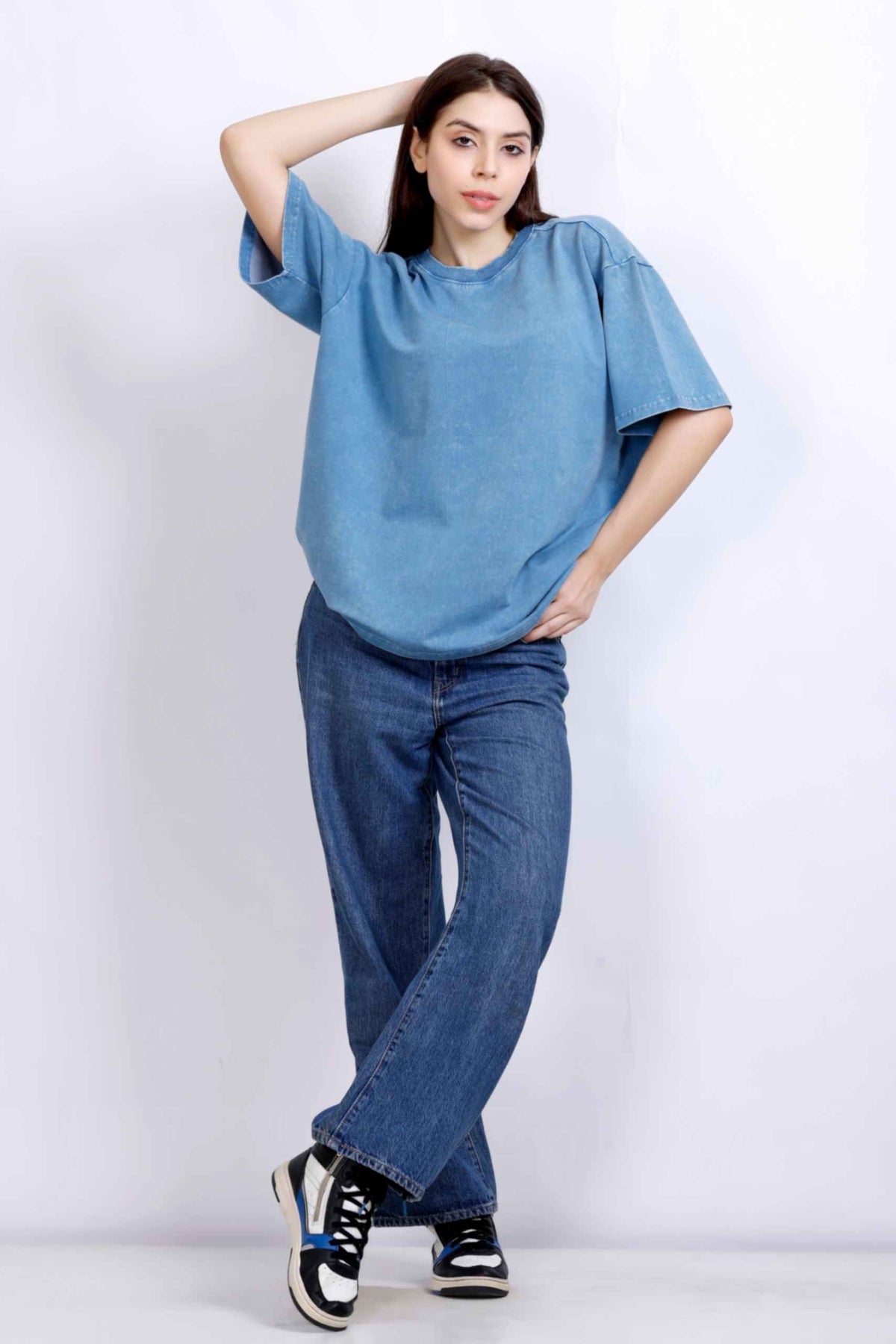 OVERSIZE WASHED T-SHIRT SKY BLUE