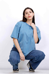 OVERSIZE WASHED T-SHIRT SKY BLUE