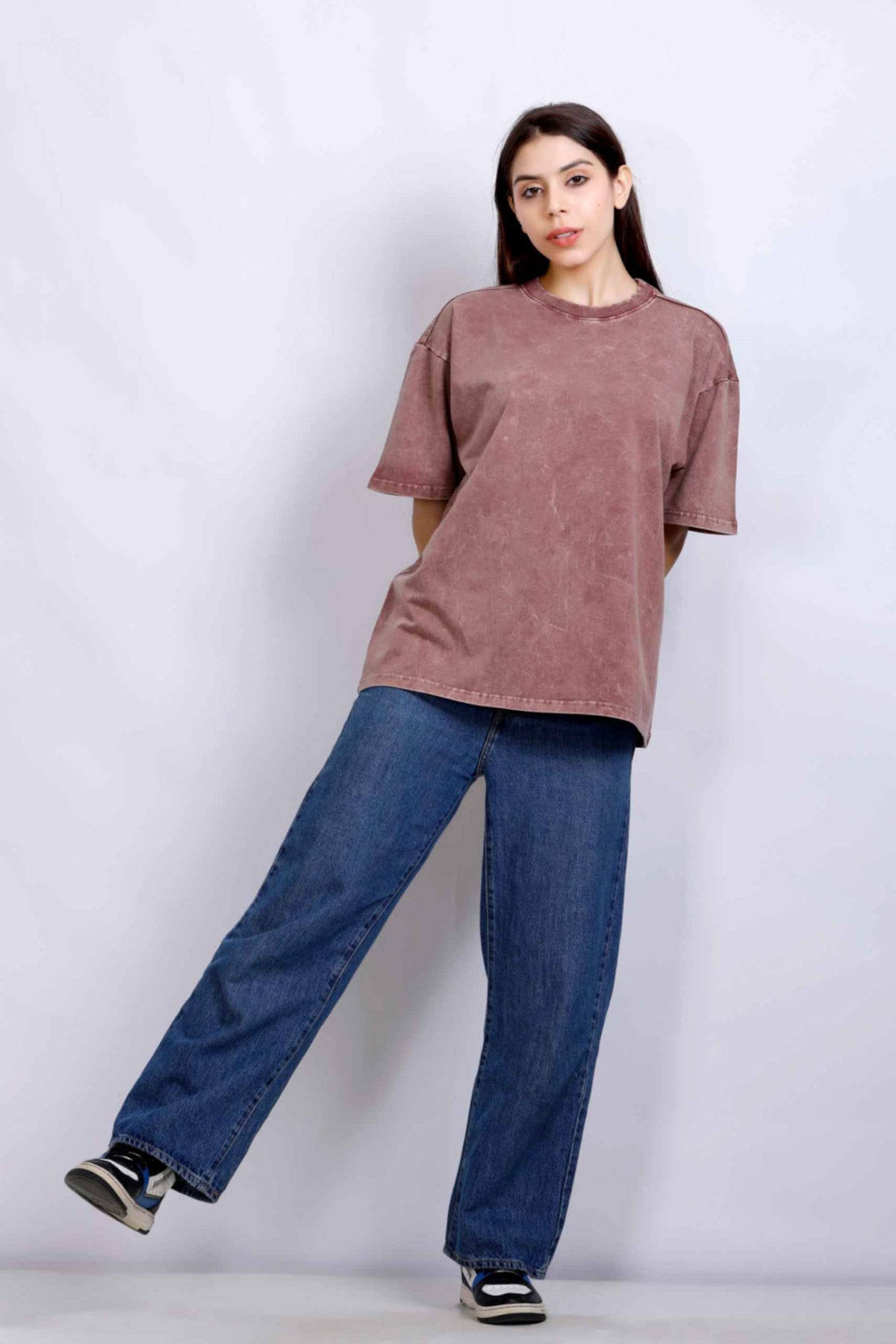 OVERSIZE WASHED T-SHIRT DUSTY ROSE