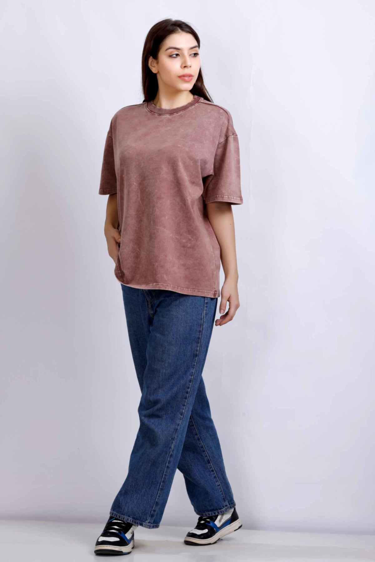 OVERSIZE WASHED T-SHIRT DUSTY ROSE