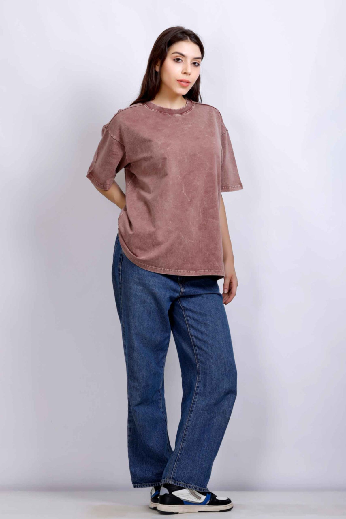 OVERSIZE WASHED T-SHIRT DUSTY ROSE