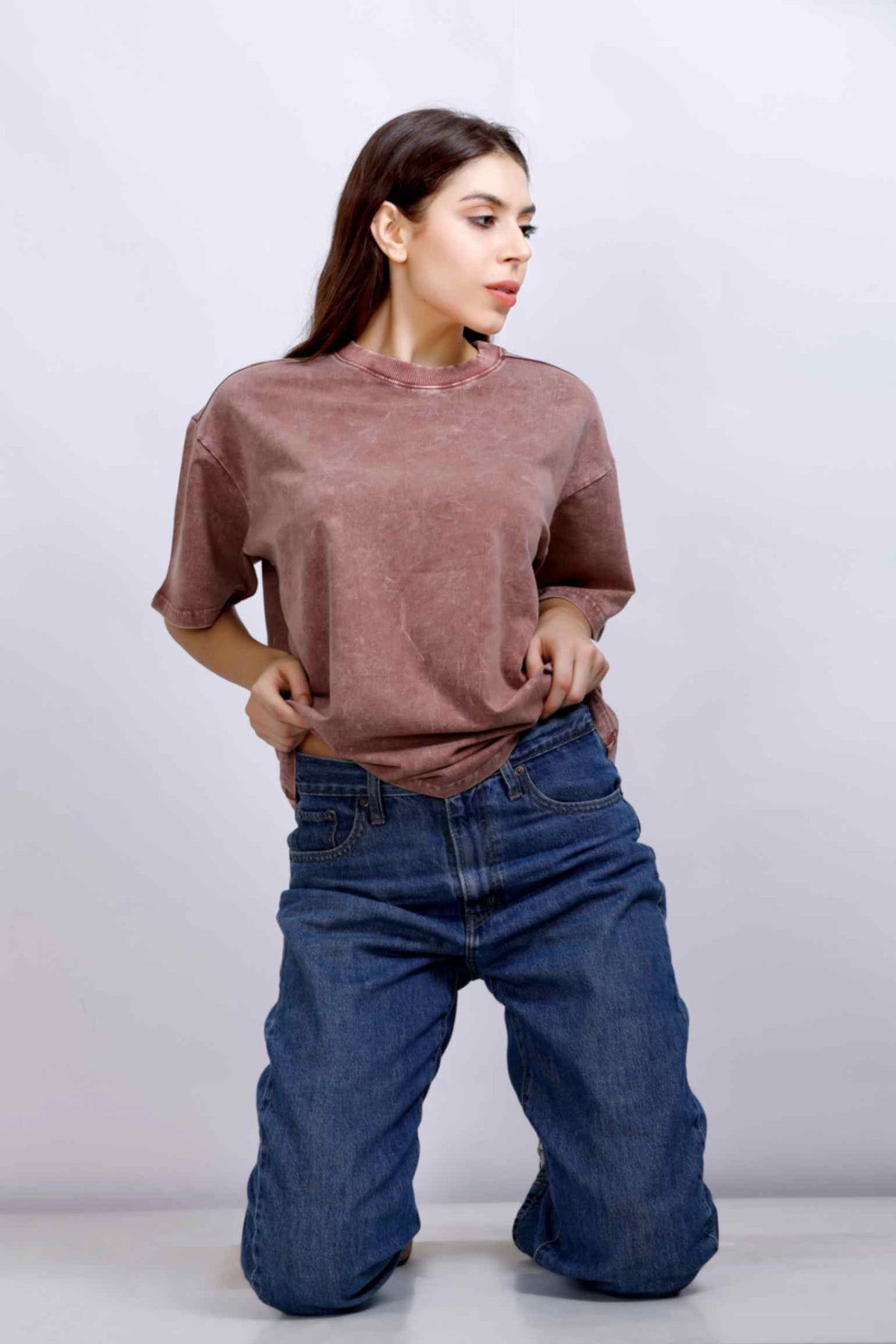 OVERSIZE WASHED T-SHIRT DUSTY ROSE