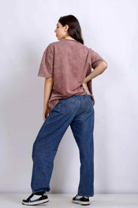 OVERSIZE WASHED T-SHIRT DUSTY ROSE