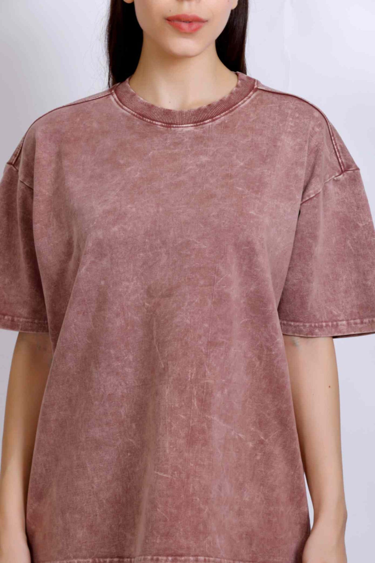 OVERSIZE WASHED T-SHIRT DUSTY ROSE