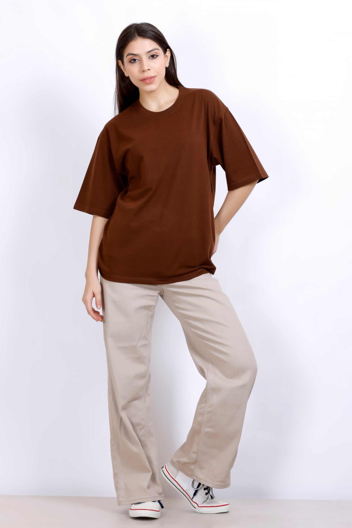 OVERSIZE BASIC T-SHIRT BROWN