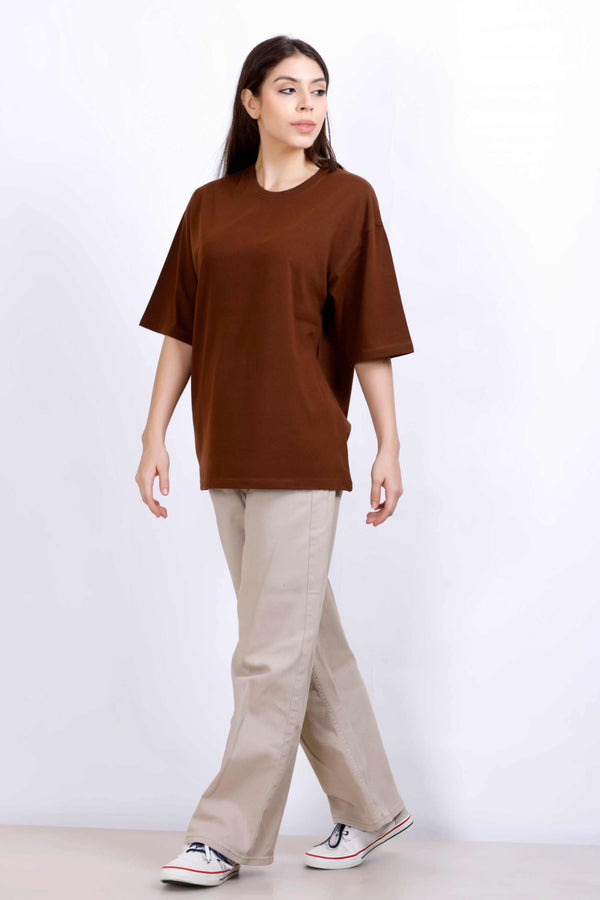 OVERSIZE BASIC T-SHIRT BROWN