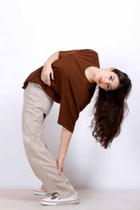 OVERSIZE BASIC T-SHIRT BROWN