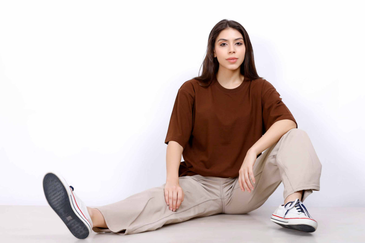 OVERSIZE BASIC T-SHIRT BROWN