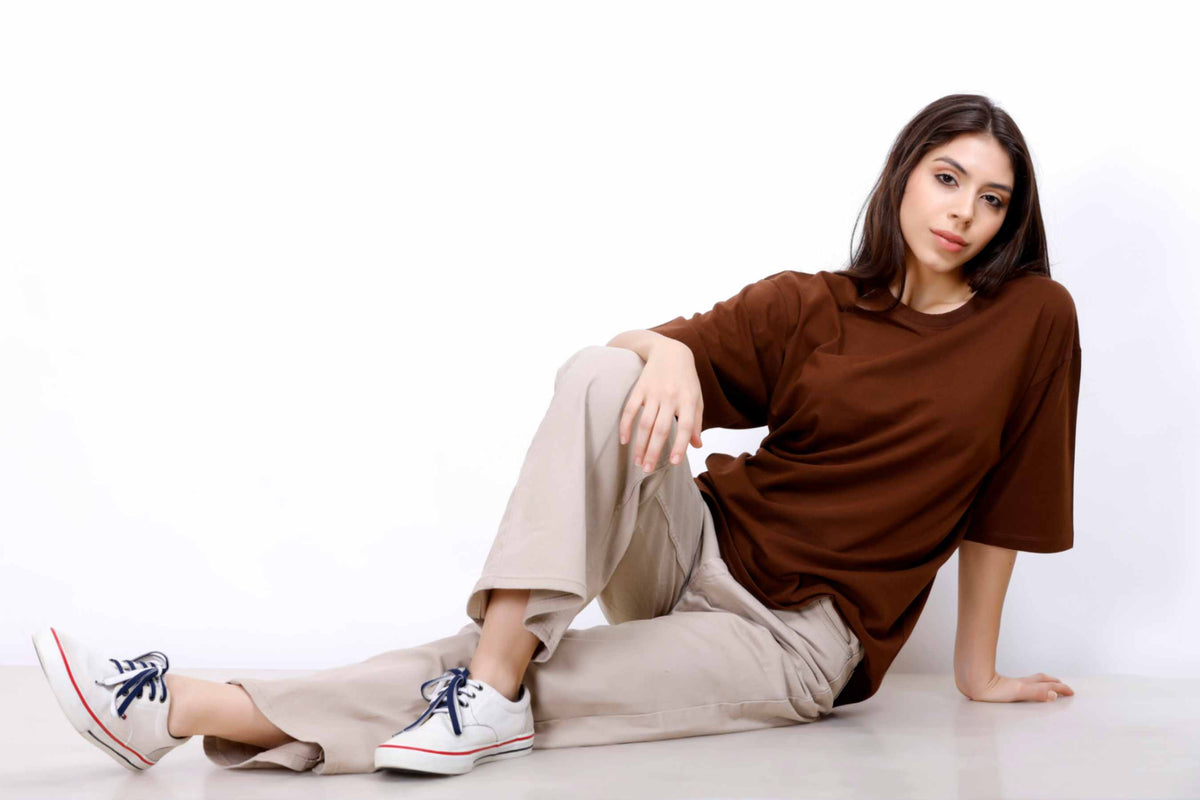 OVERSIZE BASIC T-SHIRT BROWN