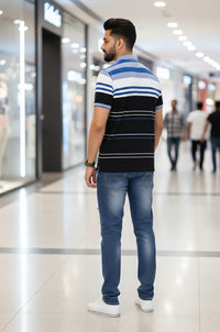 Men's Black/white stripes Polo